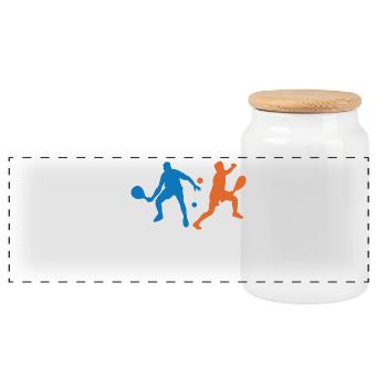 Padel Tennis Padel Game Player Tournament Racket - Panoramic Cookie Jar with Wooden Lid - white - Front