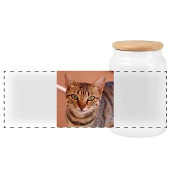 Katze Kätzchen Poster quadratisch Katzenposter - Panorama Keksdose mit Holzdeckel - Weiß - Vorne