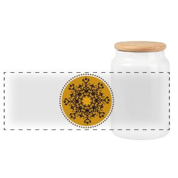 Gold Mandala - Panoramic Cookie Jar with Wooden Lid - white - Front