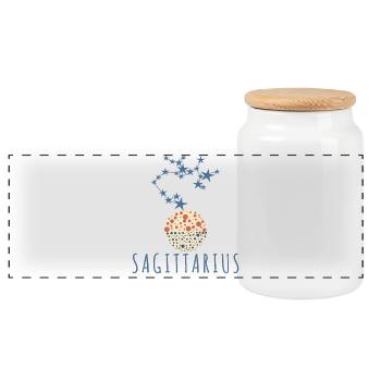 The constellation of Sagittarius - Panoramic Cookie Jar with Wooden Lid - white - Front