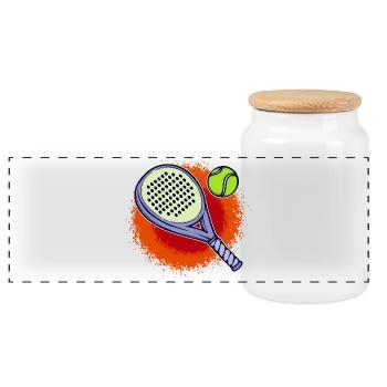 Racket Padel Training Sport Balls Leisure - Panoramic Cookie Jar with Wooden Lid - white - Front