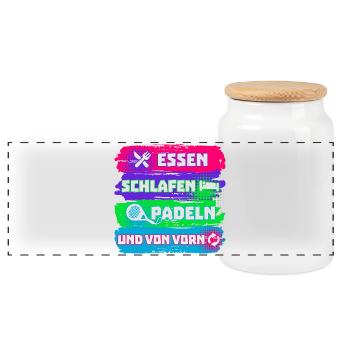 Padel Spieler Freizeit Padelspiel Statement Sport - Panorama Keksdose mit Holzdeckel - Weiß - Vorne