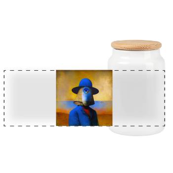 Surreal 01 - Panoramic Cookie Jar with Wooden Lid - white - Front