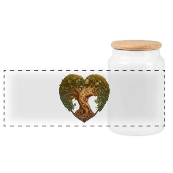 Arbre en forme de cœur, arbre de cœur, cœur de nature - Boîte à biscuits avec couvercle en bois - blanc - Devant
