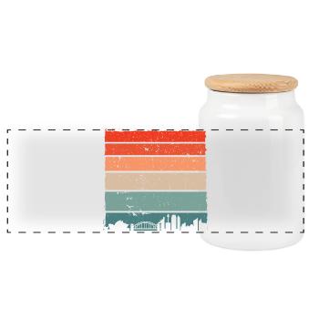 Sunset Gradient City Skyline - Panoramic Cookie Jar with Wooden Lid - white - Front