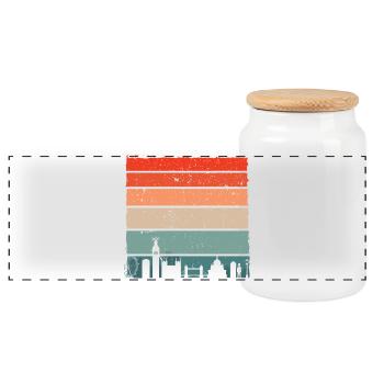 Sunset Skyline Stripes - Panoramic Cookie Jar with Wooden Lid - white - Front