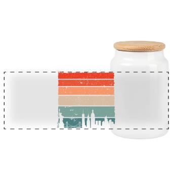 Sunset Skyline Gradient - Panoramic Cookie Jar with Wooden Lid - white - Front