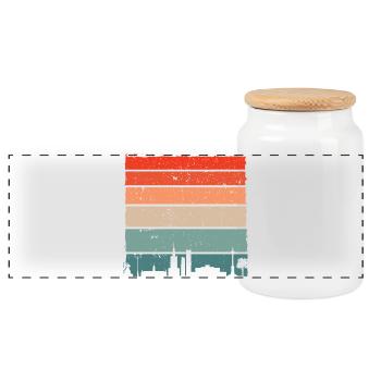 Sunset Skyline Gradient Tee - Panoramic Cookie Jar with Wooden Lid - white - Front