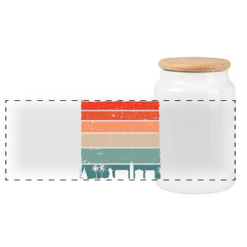 Sunset City Palms Retro Farbverlauf - Panorama Keksdose mit Holzdeckel - Weiß - Vorne