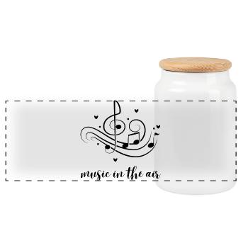 music in the air - Panoramic Cookie Jar with Wooden Lid - white - Front