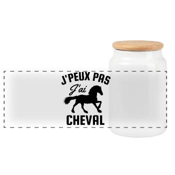 Je peux pas j'ai cheval - Boîte à biscuits avec couvercle en bois - blanc - Devant