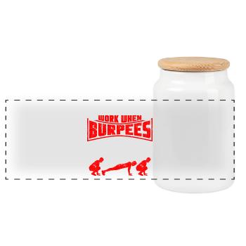 Sorry I don't work burpees - Panoramic Cookie Jar with Wooden Lid - white - Front