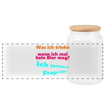 Was ich trinke, wenn ich mal kein Bier mag? - Panorama Keksdose mit Holzdeckel - Weiß - Vorne