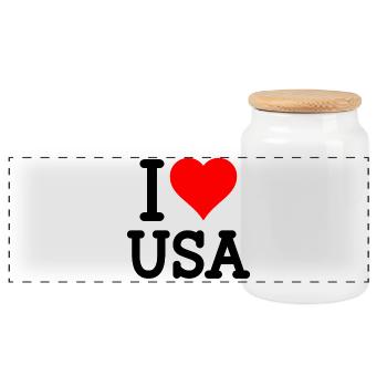 i love usa - Boîte à biscuits avec couvercle en bois - blanc - Devant