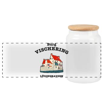 Lüdinghausen, Burg Vischering - Panorama Keksdose mit Holzdeckel - Weiß - Vorne