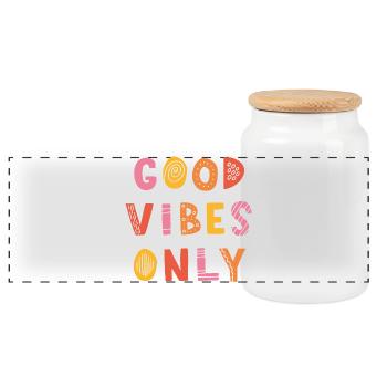 good-vibes-only - Panoramic Cookie Jar with Wooden Lid - white - Front