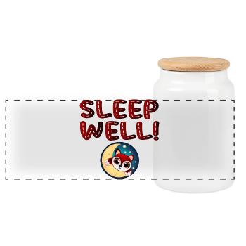 Sleep well - Sleeping FOX at the Moon - Animal - Panoramic Cookie Jar with Wooden Lid - white - Front