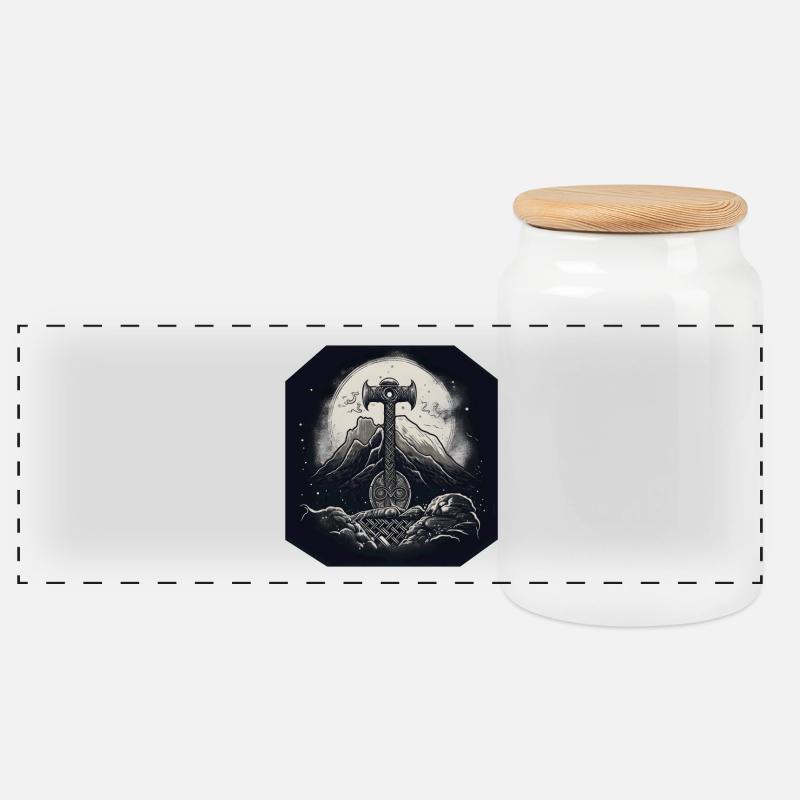Mjölnir - Panorama Keksdose mit Holzdeckel - Weiß