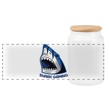 SHARK GAMING - Panoramic Cookie Jar with Wooden Lid - white - Front