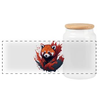 Roter Panda im Farbwirbel - Panorama Keksdose mit Holzdeckel - Weiß - Vorne