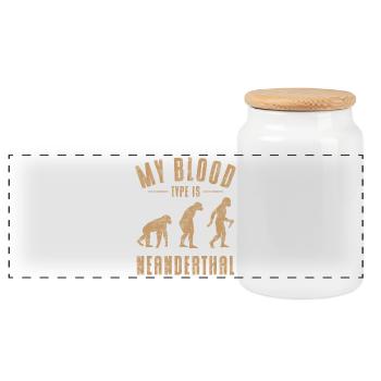Anthropologist My blood type is Neanderthal - Panoramic Cookie Jar with Wooden Lid - white - Front