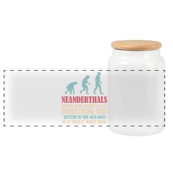 Neanderthal prehistoric primate anthropologist - Panoramic Cookie Jar with Wooden Lid - white - Front