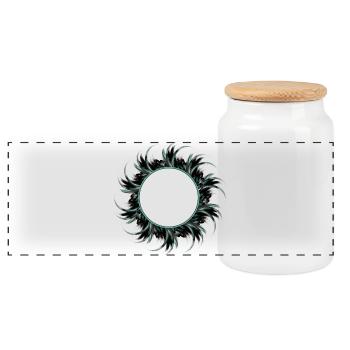 Cadre rond en plumes dessinées - Boîte à biscuits avec couvercle en bois - blanc - Devant