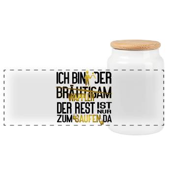 Bräutigam JGA Männer Wappler Saufen Spruch - Panorama Keksdose mit Holzdeckel - Weiß - Vorne