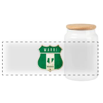 Warri Nigeria Wappen Flaggen Design - Panorama Keksdose mit Holzdeckel - Weiß - Vorne