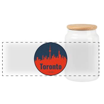 Toronto Skyline Kreisbadge - Panorama Keksdose mit Holzdeckel - Weiß - Vorne