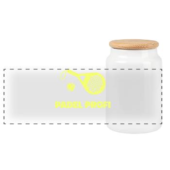 Padel Sport Player Statement Tournament Racket - Panoramic Cookie Jar with Wooden Lid - white - Front