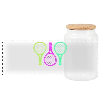 Padel Racket Setback Player Padel Game - Panoramic Cookie Jar with Wooden Lid - white - Front