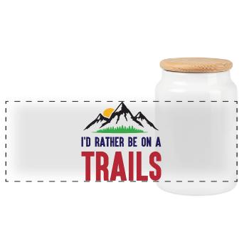 Berge - Ich bin lieber auf einem Trail - Panorama Keksdose mit Holzdeckel - Weiß - Vorne