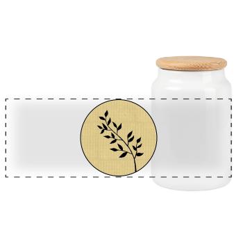 Branch - Panoramic Cookie Jar with Wooden Lid - white - Front