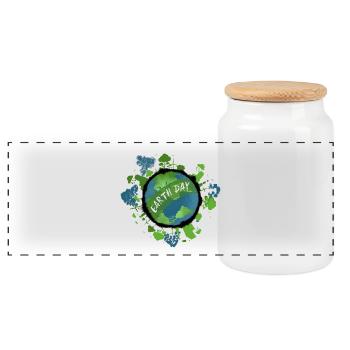 Earth Day - Planet Erde Klimaschutz Umwelt - Panorama Keksdose mit Holzdeckel - Weiß - Vorne