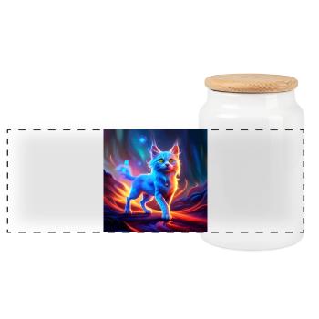 Merveilleux chat bleu. - Boîte à biscuits avec couvercle en bois - blanc - Devant