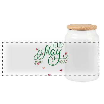 May, month, spring - Panoramic Cookie Jar with Wooden Lid - white - Front