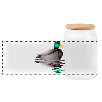handgezeichnete männliche Ente im Wasser - Panorama Keksdose mit Holzdeckel - Weiß - Vorne