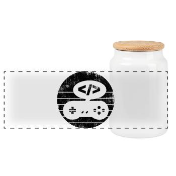 Video Game Programmer - Panoramic Cookie Jar with Wooden Lid - white - Front
