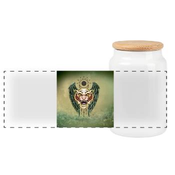 Tiger, der König des Dschungels - Panorama Keksdose mit Holzdeckel - Weiß - Vorne
