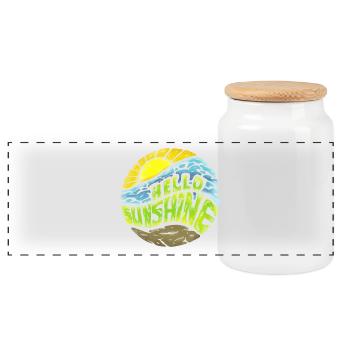 Sommer, Sonne, Lieblingszeit! Hello Sunshine! - Panorama Keksdose mit Holzdeckel - Weiß - Vorne