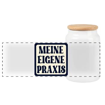 Meine eigene Praxis SCHILD - Ärztin SPRÜCHE - Panorama Keksdose mit Holzdeckel - Weiß - Vorne