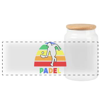 Padel Game Padel Tennis Player Saying Training - Panoramic Cookie Jar with Wooden Lid - white - Front
