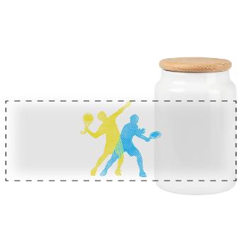 Player Padel Padel Team Training Racket Tournament - Panoramic Cookie Jar with Wooden Lid - white - Front