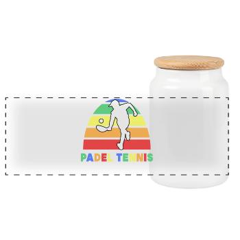Padel Tennis Tournament Saying Player Padel Game - Panoramic Cookie Jar with Wooden Lid - white - Front