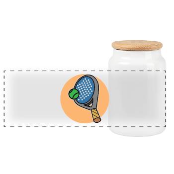 Raquettes Balles Padel Sport Player Padel Jeu - Boîte à biscuits avec couvercle en bois - blanc - Devant