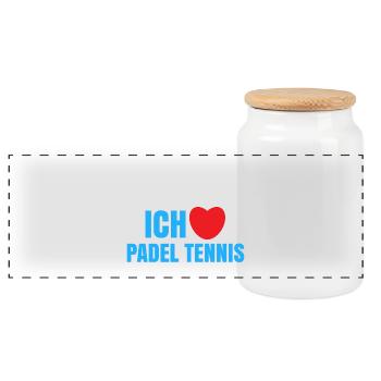 Herz Statement Spieler Ich Liebe Padel Padelteam - Panorama Keksdose mit Holzdeckel - Weiß - Vorne