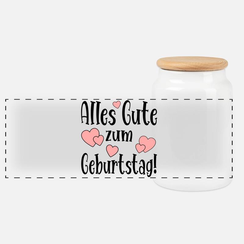 Alles Gute zum Geburtstag - Geburtstagswünsche - Panorama Keksdose mit Holzdeckel - Weiß
