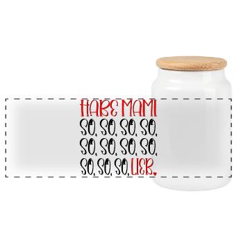 LUSTIGE MAMA KIND SPRÜCHE - LIEB HABEN - MAMI - Panorama Keksdose mit Holzdeckel - Weiß - Vorne