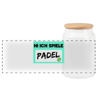 Padel Spieler Statement Bälle Padelspiel Sportart - Panorama Keksdose mit Holzdeckel - Weiß - Vorne